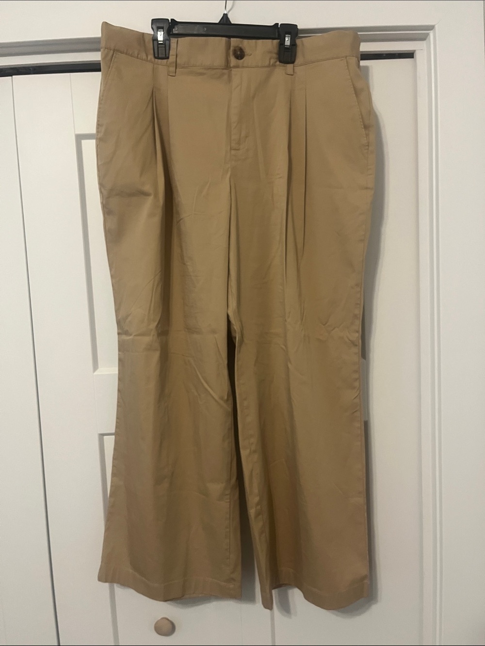 Women's 16 P 16P Petite Khaki Stretch Cotton Blend Wide Leg Pants NWOT